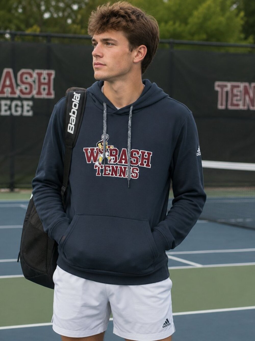 Adidas Men's Small S Wabash College Tennis Little‎ Giants Fleece Hoodie Sweater